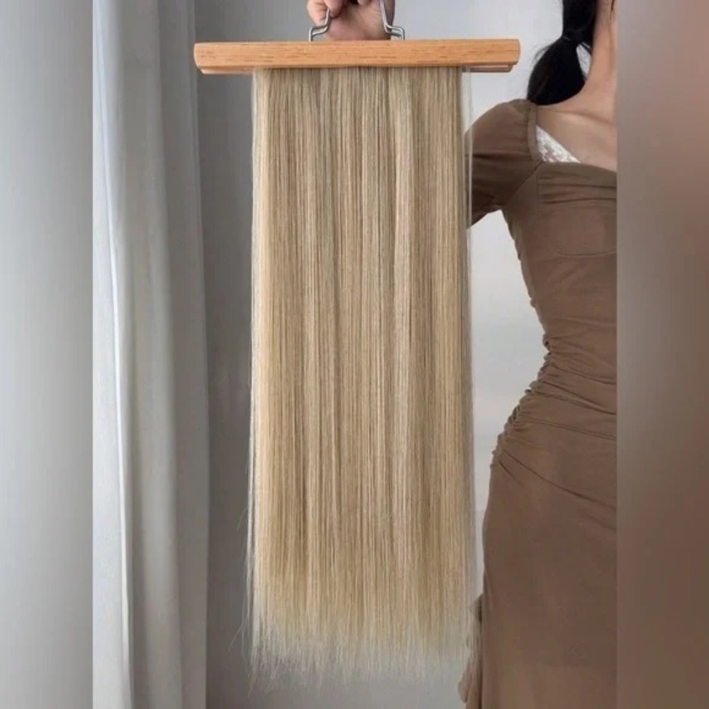 Clip in Hair Extensions Highlight 16 Clip 7 Pcs Light Blonde Straight Long Hair - Picture 5 of 8